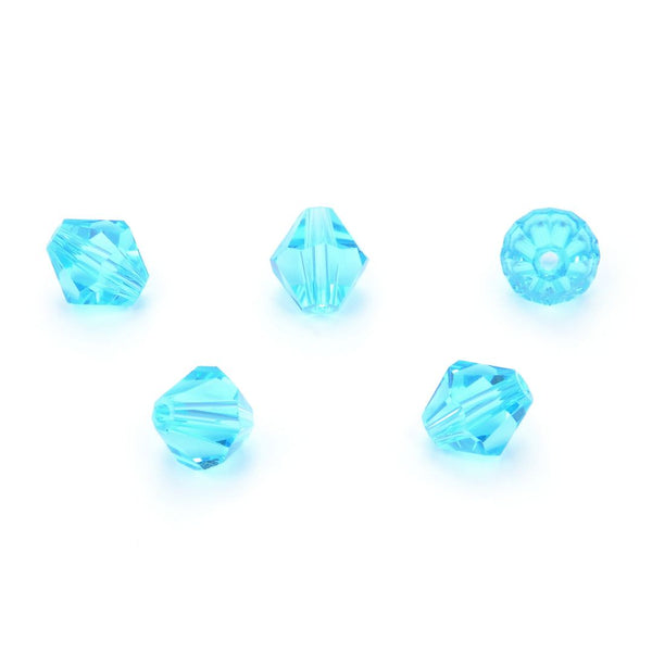 100pcs Adabele Austrian Faceted Bicone Crystal Beads #5301, Aquamarine Blue, Size Selections: 3mm/4mm/5mm/6mm