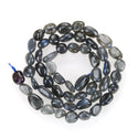 Natural Blue Flash Black Labradorite Gemstone Oval Tumbled Pebble Beads, Irregular, 6mm to 8mm, Hole ID 1mm, 15 Inch/1 Strand, GZ11-67
