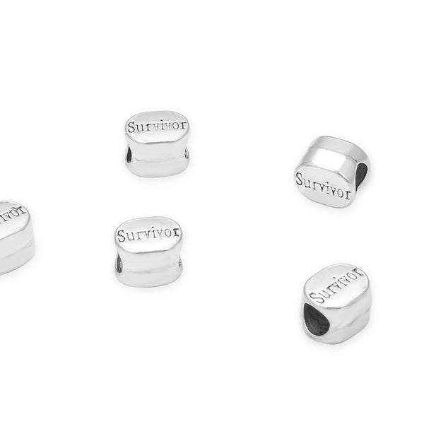 20pcs Survivor Large Hole Beads, Hole ID 4.5mm, Antique Silver, Zinc Alloy Metal, MEC-C11