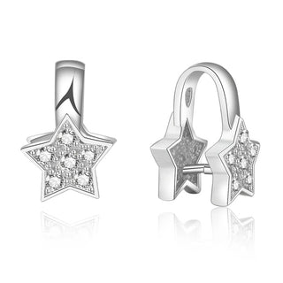 1pc 925 Sterling Silver 15mm Star Pinch Bail, Pendant Clasp, Tarnish Resistant Rhodium Plated, Cubic Zirconia CZ, SS40