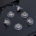 100pcs Earring Backs, Clear Plastic Pad Earnut Replacement, Sterling Silver Plated Brass, 10mm, CF230-1