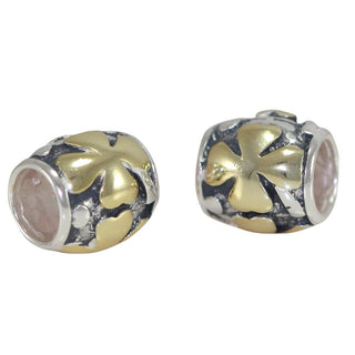 Solid 925 Sterling Silver Gold Heart Cross Charm Faith Bead Charm