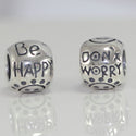 1pc Solid 925 Sterling Silver Dont worry Be Happy Charm Bead, Compatible with Pandora All Other Charm Bracelet, EC228