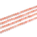Natural Pink Moonstone Gemstone Tiny Small Faceted Round Beads, 4mm, Hole ID 0.6mm, 15 Inch/1 Strand, GK4-19