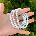 1 Strand Stretch Natural White Howlite Beaded Gemstone Bracelet, 6mm Beads, Length Selections: 7 inch/7.5 inch/8 inch