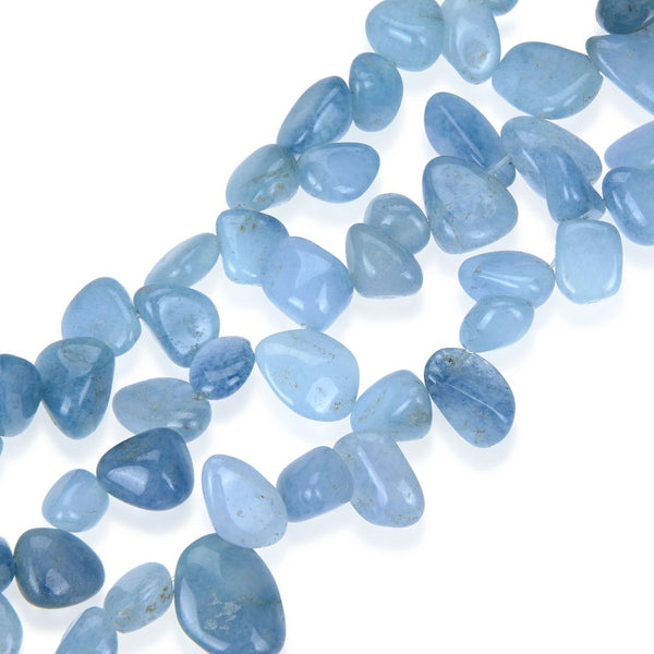 Natural Blue Aquamarine Gemstone Petal Keishi Beads, Irregular, 10mm-20mm, Hole ID 1mm, 1 Strand/15 Inch, GZ6-44