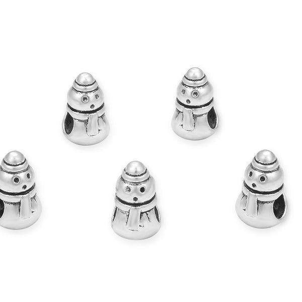 20pcs Cute Snow Man Large Hole Beads, Hole ID 4.5mm, Antique Silver, Zinc Alloy Metal, MEC-F2