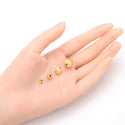 100pcs Tarnish Resistant Small Tiny Corrugated Melon Round Beads, 18K Yellow Gold Plated Brass, Size Selections: 3mm/4mm