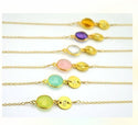 10pcs Grade A July Ruby Birthstone Links, 18K Yellow Gold Plated Stainless Steel, Tarnish Resistant, 10mm, CCP37-7