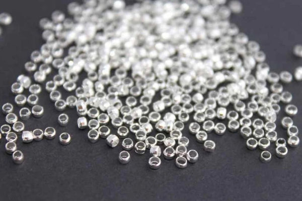 50pcs 925 Sterling Silver Small Tiny Round Crimp Beads, 2mm, Hole ID 1.1mm, SS28-1