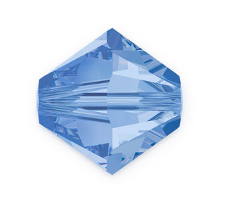 50pcs Preciosa Faceted Bicone Crystal Beads, Light Sapphire Blue, 6mm, Hole ID 1mm, Pre-B614