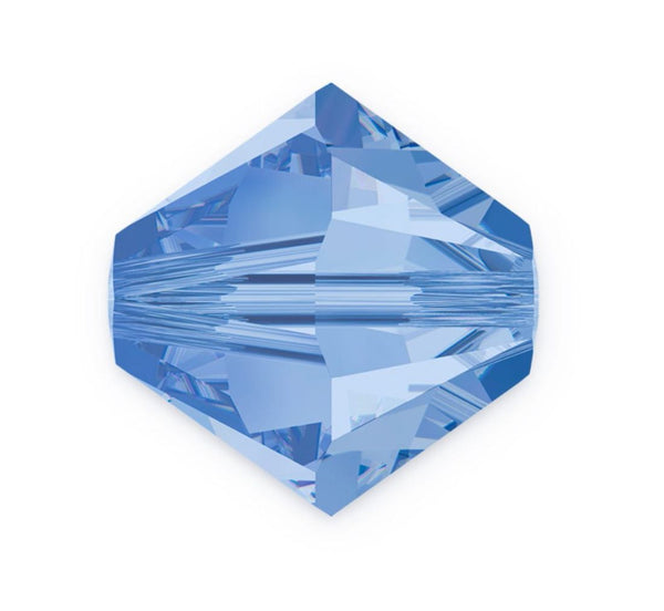 50pcs Preciosa Faceted Bicone Crystal Beads, Light Sapphire Blue, 6mm, Hole ID 1mm, Pre-B614