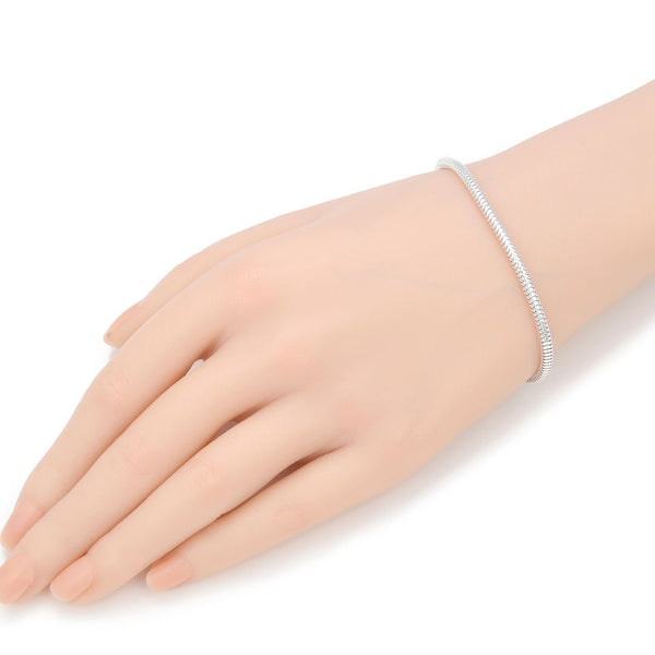 1pc 925 Sterling Silver 3mm Snake Chain Charm Bracelet, Length Selections: 7 inch/7.5 inch/8 inch/8.5 inch