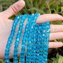 100pcs Creative Club Faceted Cube Crystal Glass Beads, Aqua Blue, 8mm, Hole ID 1mm, CCC810