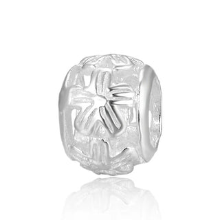 5pcs 925 Sterling Silver Large Hole Flower Pattern Round Beads, 8.5mm, Hole ID 4.8mm, SS58