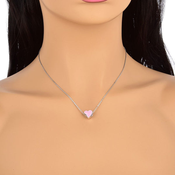 1pc Real 925 Sterling Silver Pink Enamel Heart Love Bead Charm, Compatible with Pandora All Other Charm Bracelet, EC4-B4