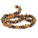 Natural Gold Tigers Eye Gemstone Smooth Tumbled Pebble Beads, Irregular, 8mm-10mm, Hole ID 1mm, 1 Strand/15 Inch, GZ3-1