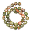 Natural Unakite Jasper Gemstone Tumbled Nugget Beads, Irregular, 10mm-13mm, Hole ID 1mm, 1 Strand/15 Inch, GZ4-10