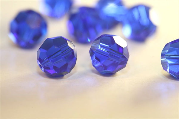 50pcs Adabele Austrian Faceted Round Crystal Beads #5000, Sapphire Blue, Size Selections: 4mm/6mm/8mm/10mm