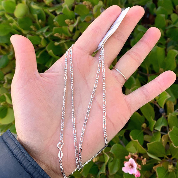 1pc 925 Sterling Silver Figaro Link Chain Necklace, Tarnish Resistant Rhodium Plated, 2.5mm, Length Selections: 18 inch/20 inch/26 inch