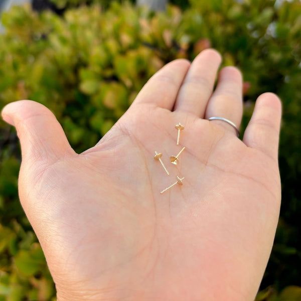 10pcs Real 1/20 14K Gold Filled Earring Posts, 4mm Small Glue In Cup, with 10pcs Plastic Earring Backs, JK1-C4