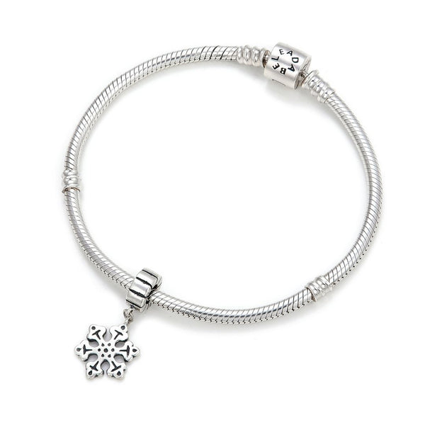1pc Real 925 Sterling Silver Snowflake Dangle Charm Pendant, Compatible with Pandora All Other Charm Bracelet, EC24-D3