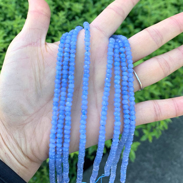 Natural Aquamarine Blue Quartz Gemstone Faceted Rondelle Beads, 4x2mm/Small, Hole ID 0.9mm, 14 Inch/1 Strand, GH1R-14