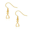 20pcs Tarnish Resistant Fish Earring Hooks, with Pinch Bails, 18K Yellow Gold Plated Brass, 26mm, BF74-2