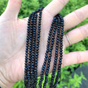 Natural Jet Black Quartz Gemstone Faceted Rondelle Beads, 4x2mm/Small, Hole ID 0.9mm, 14 Inch/1 Strand, GH1R-5