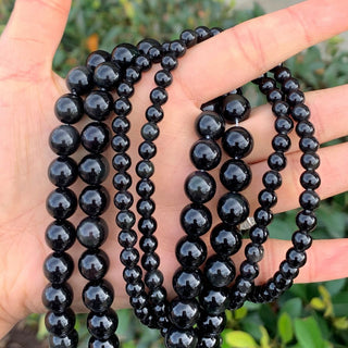Natural Black Obsidian Gemstone Round Beads, 15 Inch/1 Strand, Size Selections: 4mm/6mm/8mm/10mm