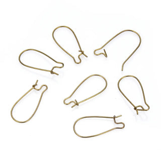 100pcs Raw Brass Kidney Earring Hooks, 0.7mm/21 Gauge, Unplated/Uncoated, Length Selections: 18mm/25mm