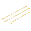 2pcs Sterling Silver Chain Extender with Clasp, 18K Yellow Gold Plated Heart Drop Cable Chain Extension, Length Selections: 2 inch/3 inch/4 inch/5 inch/6 inch