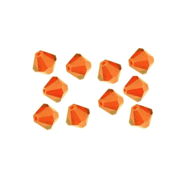 100pcs Preciosa Faceted Bicone Crystal Beads, Sun (Orange), Size Selections: 3mm/4mm/6mm