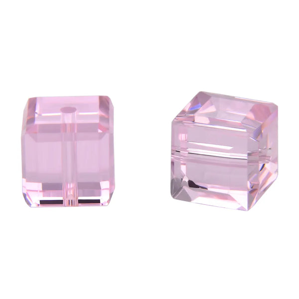 24pcs Adabele Austrian Faceted Cube Crystal Beads #5601, Rosaline Pink, Size Selections: 4mm/6mm/8mm