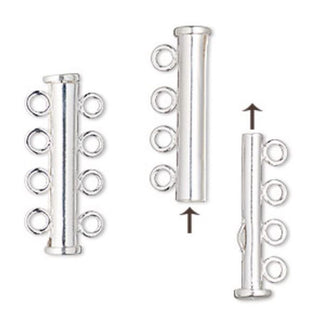 10pcs 4-Strand Magnetic Lock Clasp Sets, Multiple Strands Layering Clasp, Sterling Silver Plated Brass, 24mm, CF228-4