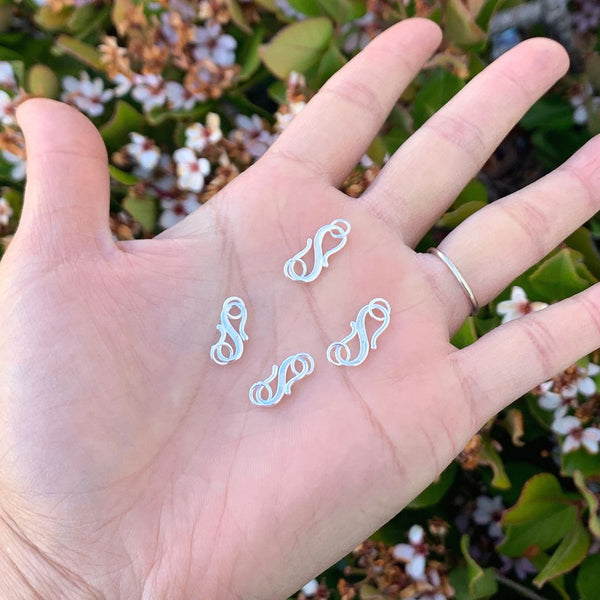 5pcs 925 Sterling Silver S Hook Clasps, with Closed Rings, Size Selections: 12.8mm/15.7mm/19.8mm