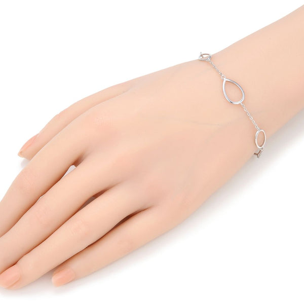 1pc 925 Sterling Silver Large Teardrop & Oval Link Chain Bracelet, Tarnish Resistant White Gold Plated, Length Selections: 7 inch/7.5 inch/8 inch