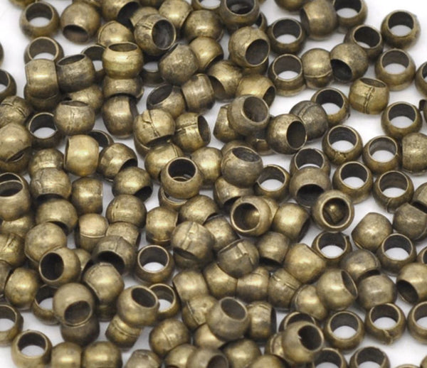 500pcs Small Tiny Round Crimp Beads, Antique Bronze Plated Brass, Size Selections: 1.5mm/2mm