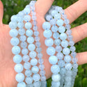 Natural Grade A Blue Aquamarine Gemstone Round Beads, 15 Inch/1 Strand, Size Selections: 6mm/8mm/10mm