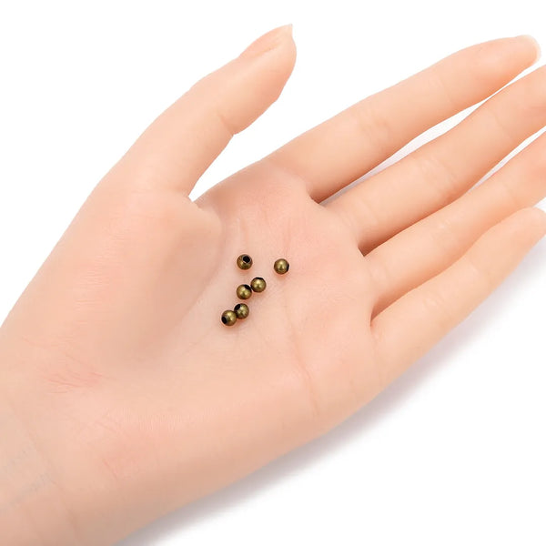 500pcs Small Tiny Round Beads, Antique Bronze Plated, Tarnish Resistant, Size Selections: 2mm/3mm/4mm