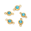 10pcs Grade A December Blue Zircon Birthstone Links, 18K Yellow Gold Plated Stainless Steel, Tarnish Resistant, 6mm, CCP35-12