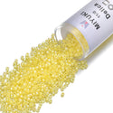30g Miyuki Delica 11/0 Seed Beads, Yellow-Lined Rainbow Crystal Clear DB53