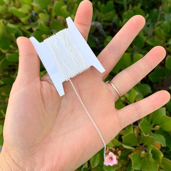 5 Feet 925 Sterling Silver Unfinished Rolo Belcher Chain Link, 1.5mm, Thin Small SSK-A1