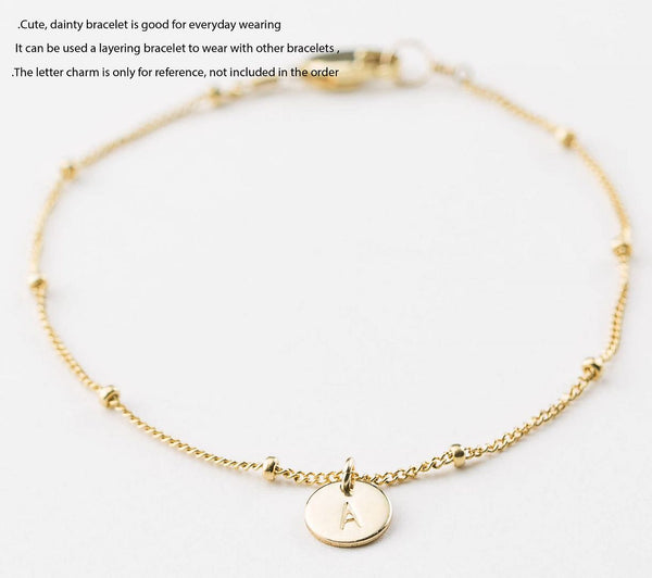 1pc 925 Sterling Silver 1.85mm Bead Station Curb Chain Bracelet, Real 18K Yellow Gold Plated, Length Selections: 6.5 inch/7 inch/7.5 inch/8 inch