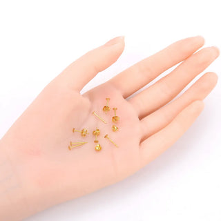 100pcs Raw Brass Earring Posts, Flat Board Glue On Setting, 100pcs Earring Backs, Unplated/Uncoated, Board Size Selections: 3mm/4mm/6mm/8mm