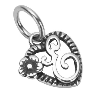 Solid Sterling Silver Letter E Initial Flower Heart Alphabet Name Charm, Compatible with Pandora...