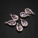 10pcs Grade A October Pink Teardrop Birthstone Charm Drop, Sterling Silver Plated Brass, Size Selections: 11x7mm, 14x8mm, 16x9mm
