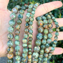 Natural Green Rhyolite Rainforest Jasper Gemstone Round Beads, 1 Strand/15 Inch, Size Selections: 4mm/6mm/8mm/10mm