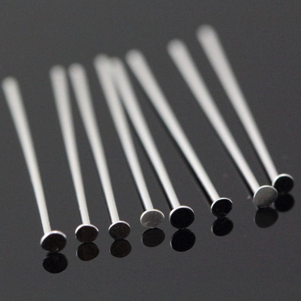 500pcs Flat Head Pins Headpins, Silver Plated, 0.7mm/21 Gauge, Length Selections: 18mm/22mm/26mm/30mm/38mm/50mm