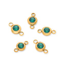 10pcs Grade A May Emerald Green Birthstone Links, 18K Yellow Gold Plated Stainless Steel, Tarnish Resistant, 6mm, CCP35-5